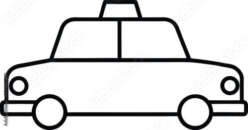 taxi cab icon line art vector illustration on transparent background