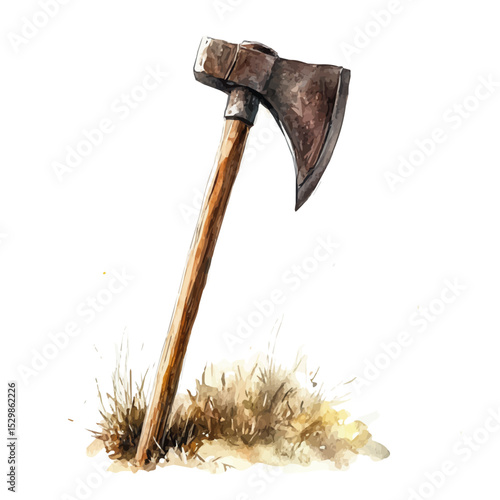 Hoe, watercolor illustration vector, isolated on a white background.