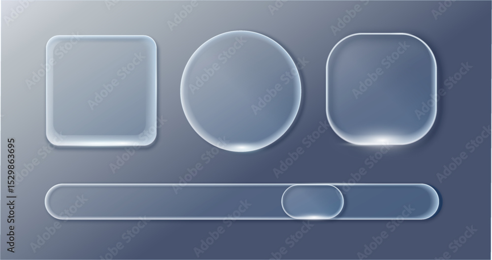 Vector transparent glass design elements.