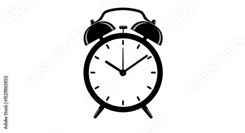 Black and white classic alarm clock icon illustration vector illustration