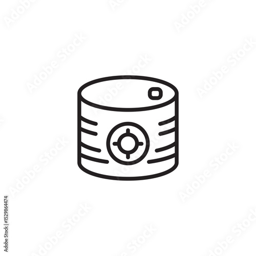 A minimalist line icon shows a tin can with a target symbol, indicating targeted product, specific inventory, or an item for focused attention.
