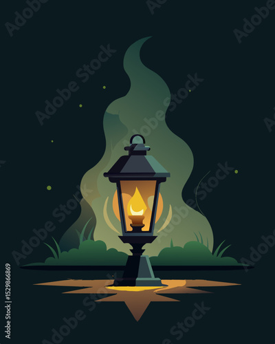 The flickering gaslight emanating from within my mind cast an eerie glow on my thoughts illuminating all the dark corners.. Vector illustration