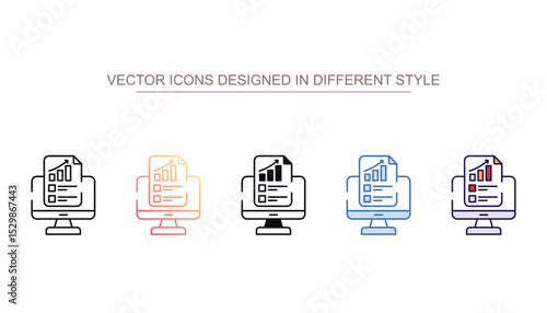 Online Business Report icon design with white background stock illustration