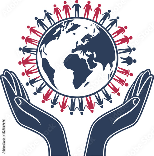 People are standing in a circle on globe population day illustration design