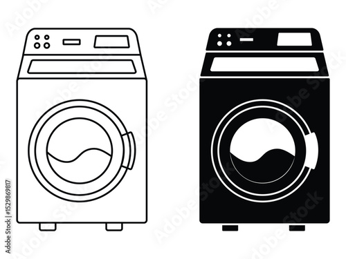 Washing machine vector icon design. Silhouette of washing machine symbol and sign. Vector illustration of washing machine, cloth cleaner.
