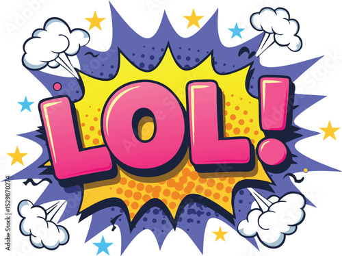 LOL Comic Book Style Text Graphic Fun Laughter Pop Art Design Element
