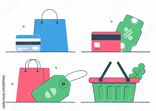 Business Concept illustrations. Collection of shoping icon