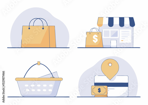 Business Concept illustrations. Collection of shoping icon
