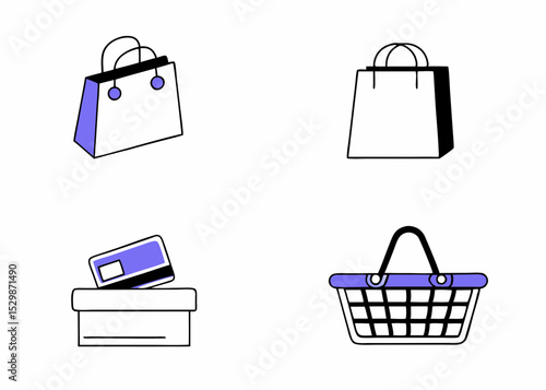 Business Concept illustrations. Collection of shoping icon