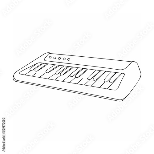 Outlined vector illustration of a simple portable electronic keyboard for musical instruments