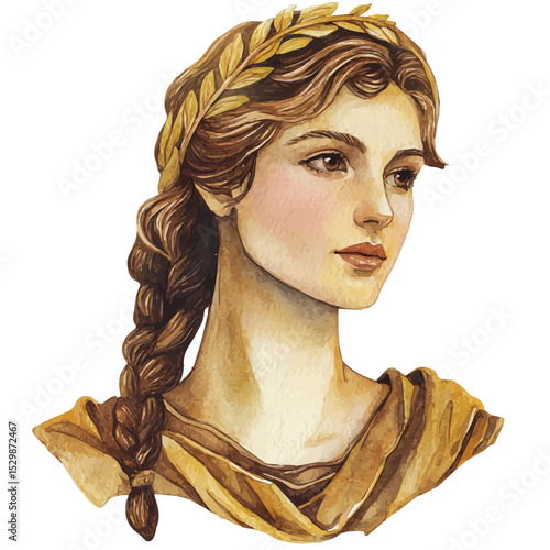 watercolor of Hera Greek Mythology, vector, isolated on a white background.