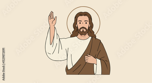 illustration of jesus christ icon preaching the word of the lord
