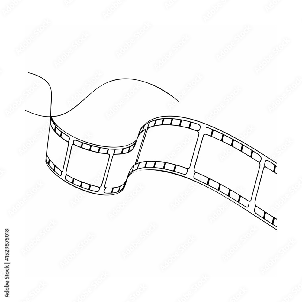 Fototapeta premium Simple black and white vector illustration of a wavy film strip in motion design