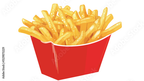 Delicious French Fries Vector Illustration Isolated on White Background