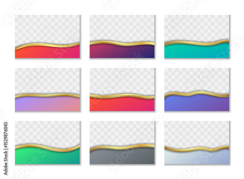 Set of Stylish Golden with Beautiful Gradient Business Footer. Transparent Gradient Footer Background for Business Flyer, Banner, Website, Poster or More