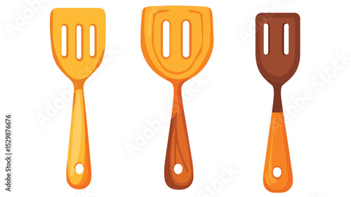 Professional Large Wooden Spoon and Spatula Vector Illustration