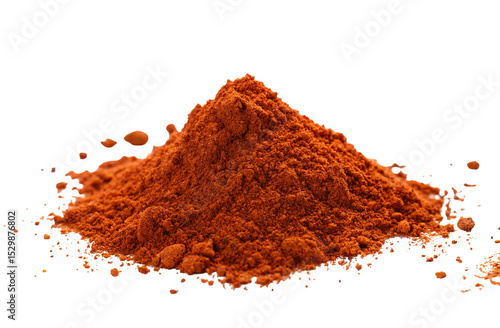 Fototapeta Naklejka Na Ścianę i Meble -  Close up of paprika powder spice pile for culinary use and cooking ingredient on black background isolated