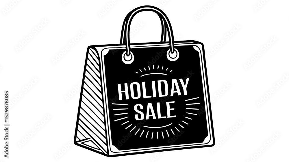 Holiday sale shopping bag illustration, line art design, promotional marketing concept
Holiday sale shopping bag illustration, line art design, promotional marketing concept