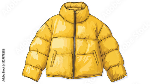 Stylish Puffer Jacket Vector Illustration for Winter Fashion Designs