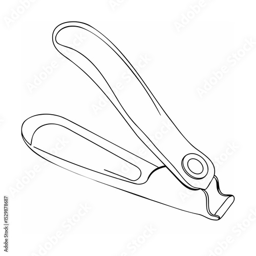 Hand drawn line art illustration of nail clippers isolated on a clean white background.