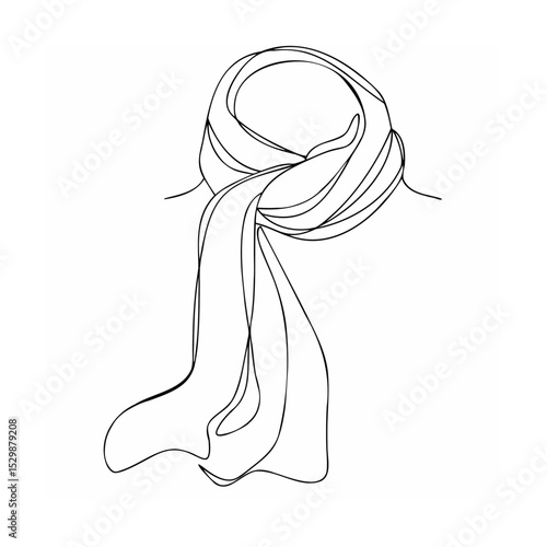 Elegant line art illustration of a scarf drapped over the shoulders on white background