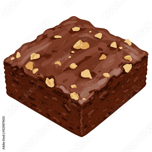 Illustration of Brownie with pieces of nuts on top
