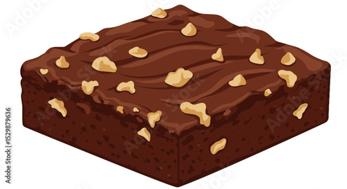 Illustration of Brownie with pieces of nuts on top