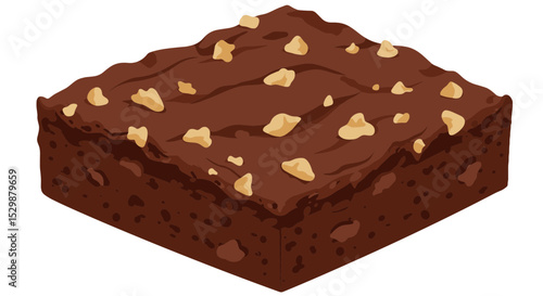 Illustration of Brownie with pieces of nuts on top