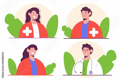 Business Concept illustrations. Collection of medical icon doctor woman and man Trendy style.