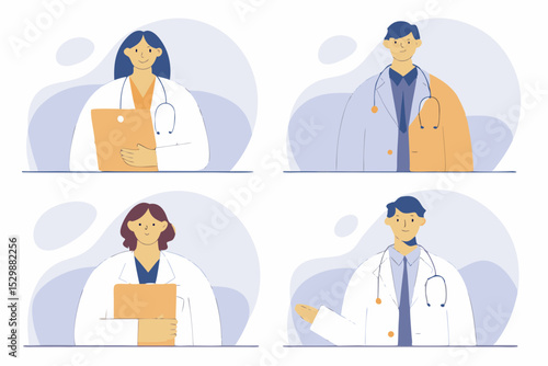Business Concept illustrations. Collection of medical icon doctor woman and man Trendy style.