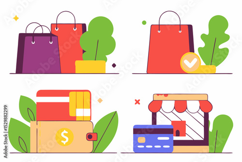 set of shopping bags