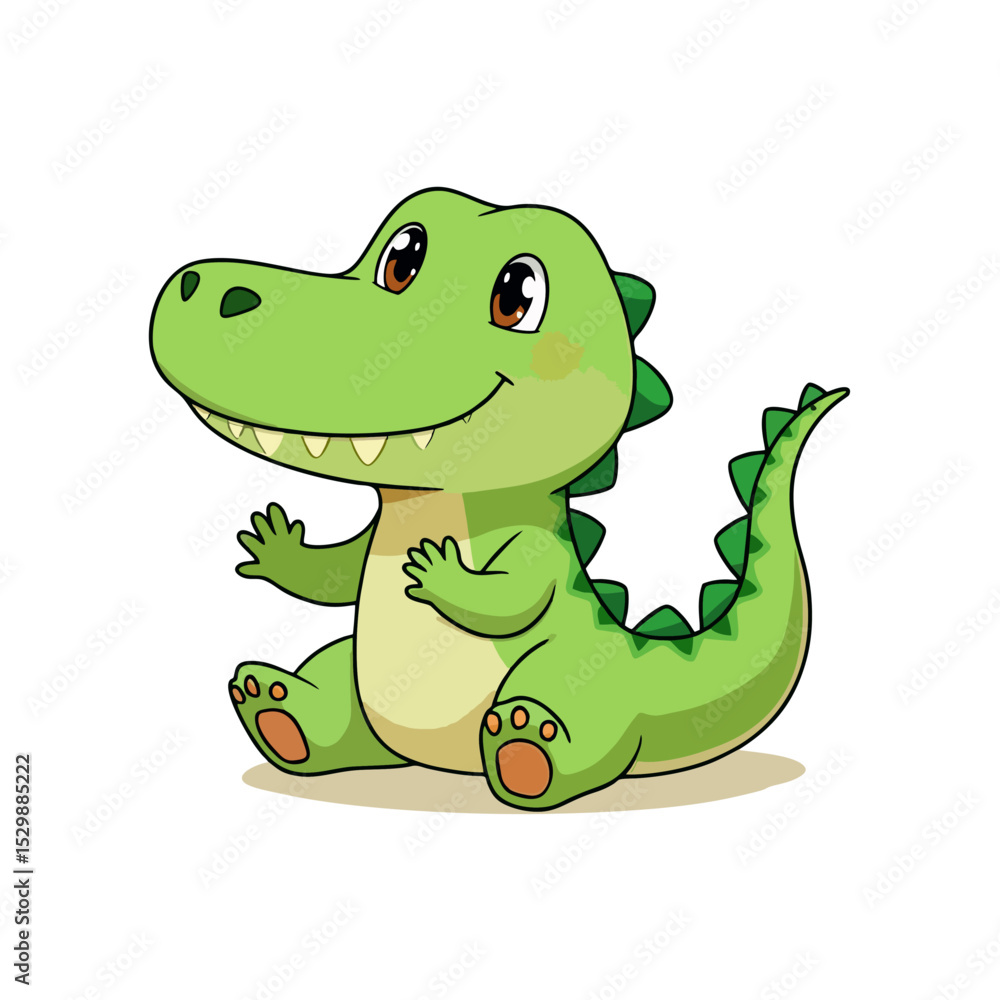 Fototapeta premium Cute Baby Crocodile Clipart 06