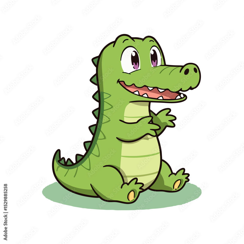Naklejka premium Cute Baby Crocodile Clipart 01