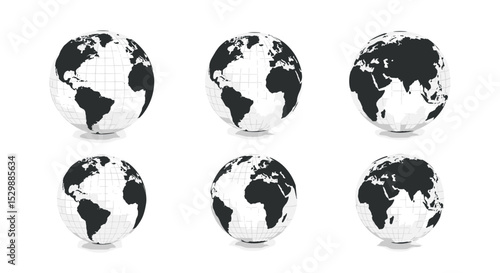 A Collection of Earth Representations Globe Views Around the World Representing Earth Globe