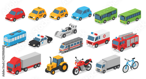 A Colorful Collection of Pixel Art Vehicles Including Cars Trucks and Emergency Services