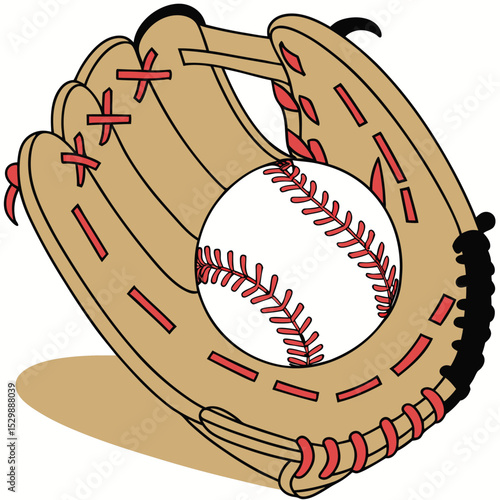 Baseball Glove and Ball Illustration
