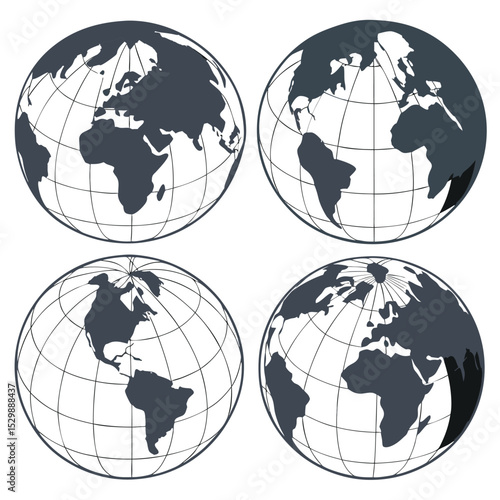 Four Different Views of a World Globe