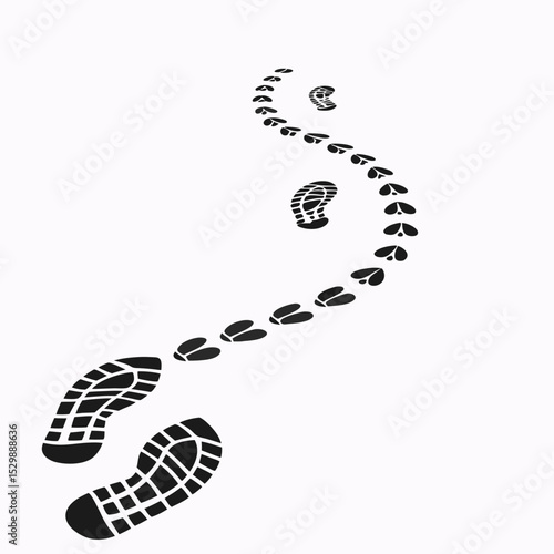 Abstract Shoe Print Trail on White Background