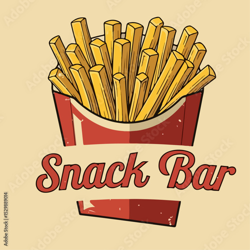 Snack Bar French Fries Vector
