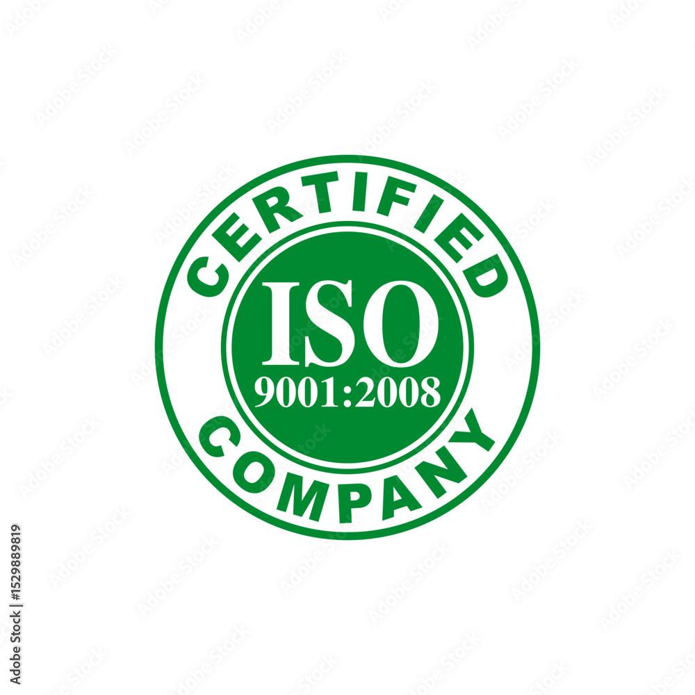 ISO 9001 to 2008 Certified Company Icon Vector Sign Logo ISO 9001 to 2008 Certified Company Icon Vector Sign Logo