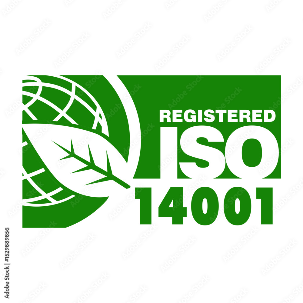 ISO Registered 14001 Stamp Icon Vector Green ISO Registered 14001 Stamp Icon Vector Green