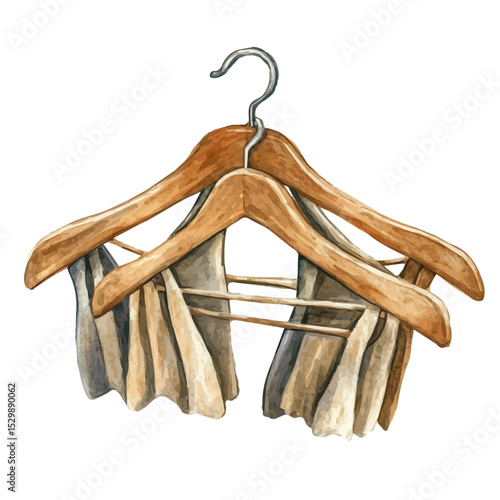 Hangers, watercolor drawing vector, isolated on a white background.