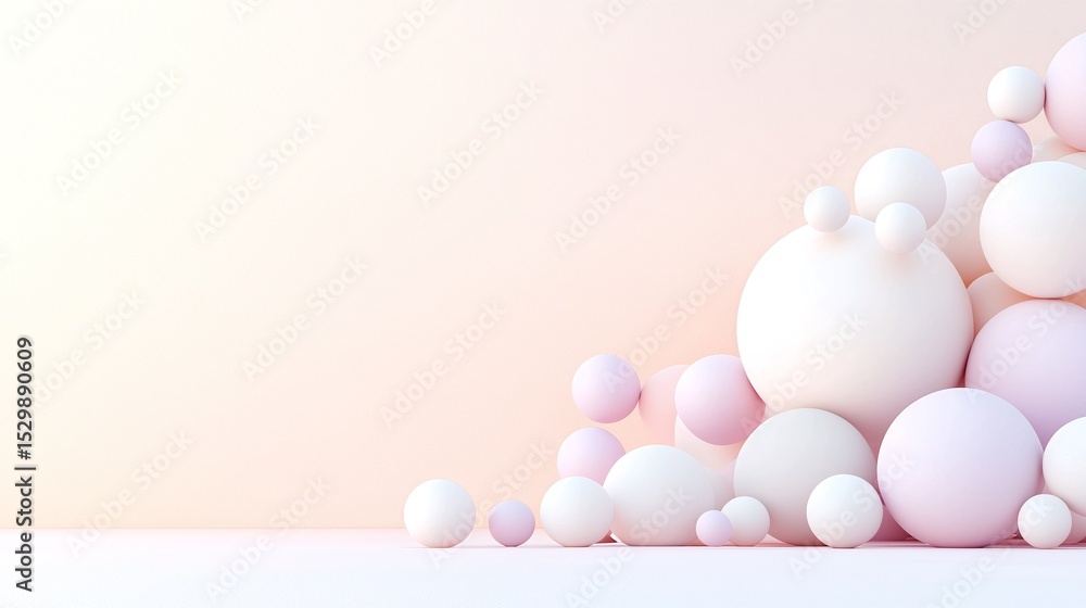 Pastel Pink and White Spheres Floating Above a Gradient Background Pastel Pink and White Spheres Floating Above a Gradient Background
