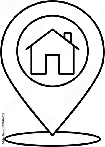 Location pin icon with house symbol in minimalist design  