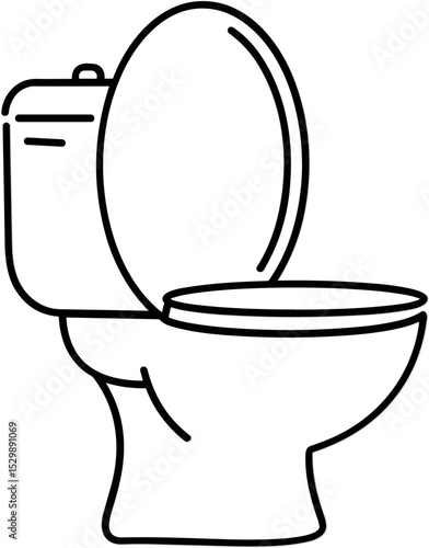 Toilet bowl in a simple line drawing style  