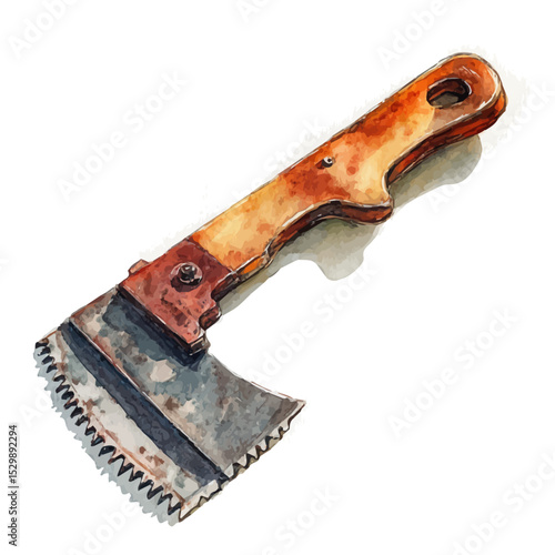 Hand Saw, watercolor drawing vector, isolated on a white background.