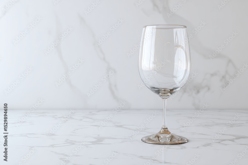 Obraz premium Empty wine glass on a marble surface.