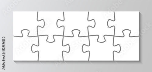 Parts of process diagram infographic. Rectangle business presentation with 10 pieces. Jigsaw puzzle info graphic. Puzzle grid. Business presentation for infographics. Vector illustration