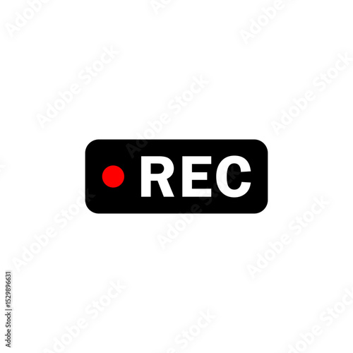 Black recording sign with a red dot indicating the recording is in progress with rec text displayed