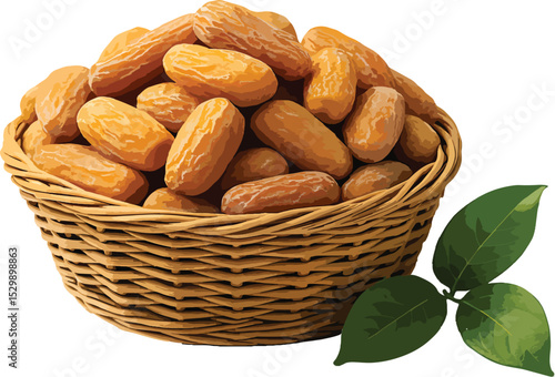 "Fresh Organic Dates in Woven Basket – Healthy Natural Snack"